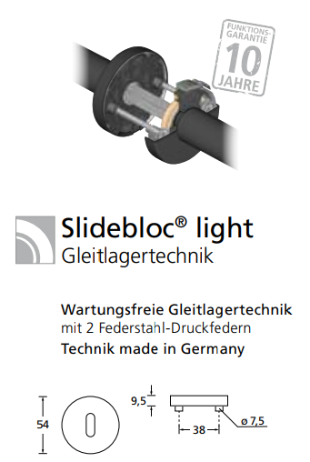 Gebhardt Drückergarnitur Slidebloc® light Form 1106 WC Garnitur